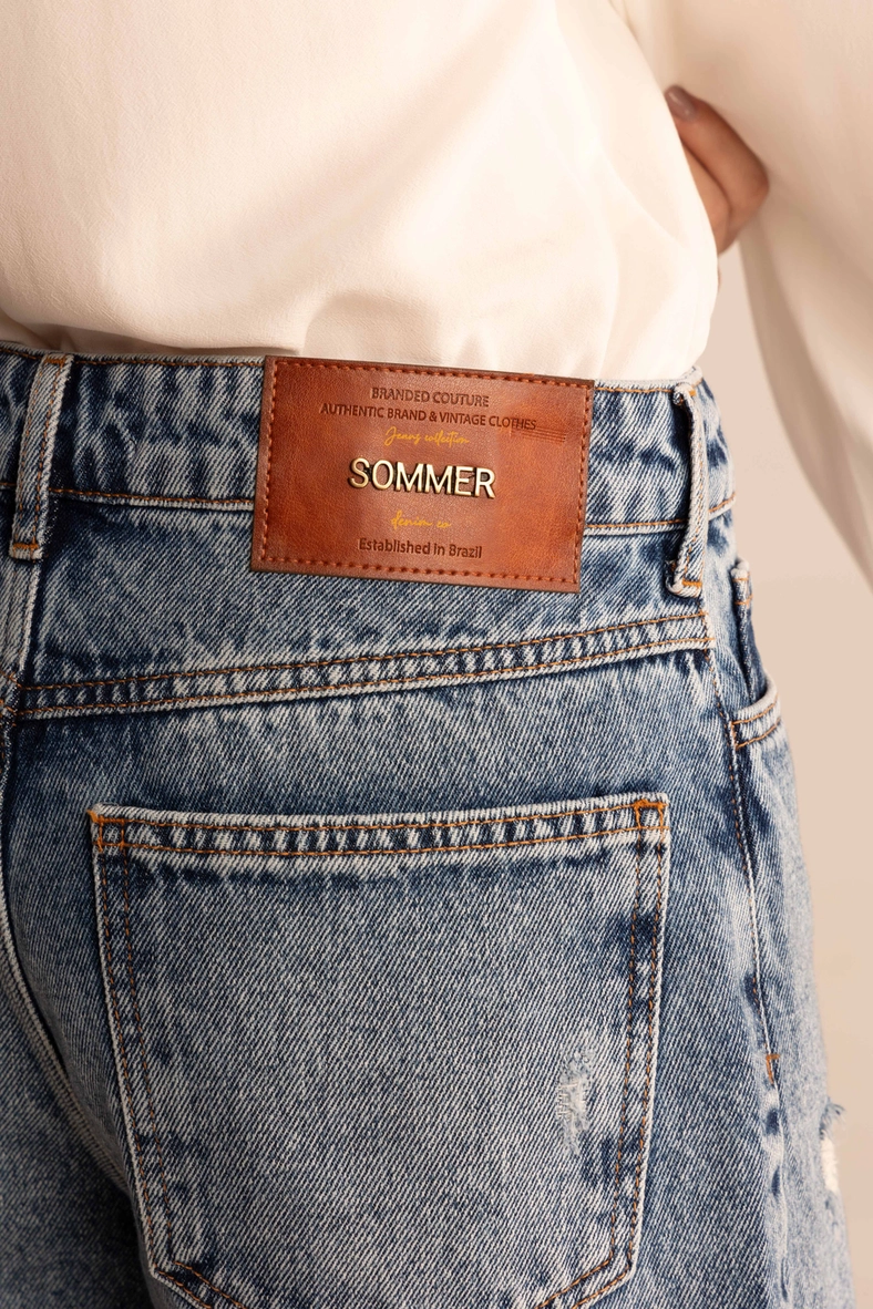 Short Jeans Feminino Boy Com Rasgos Índigo 3