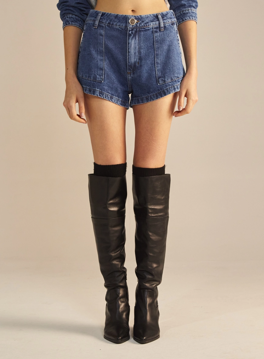 Short Jeans Feminino Tom Boy Curto Índigo 2