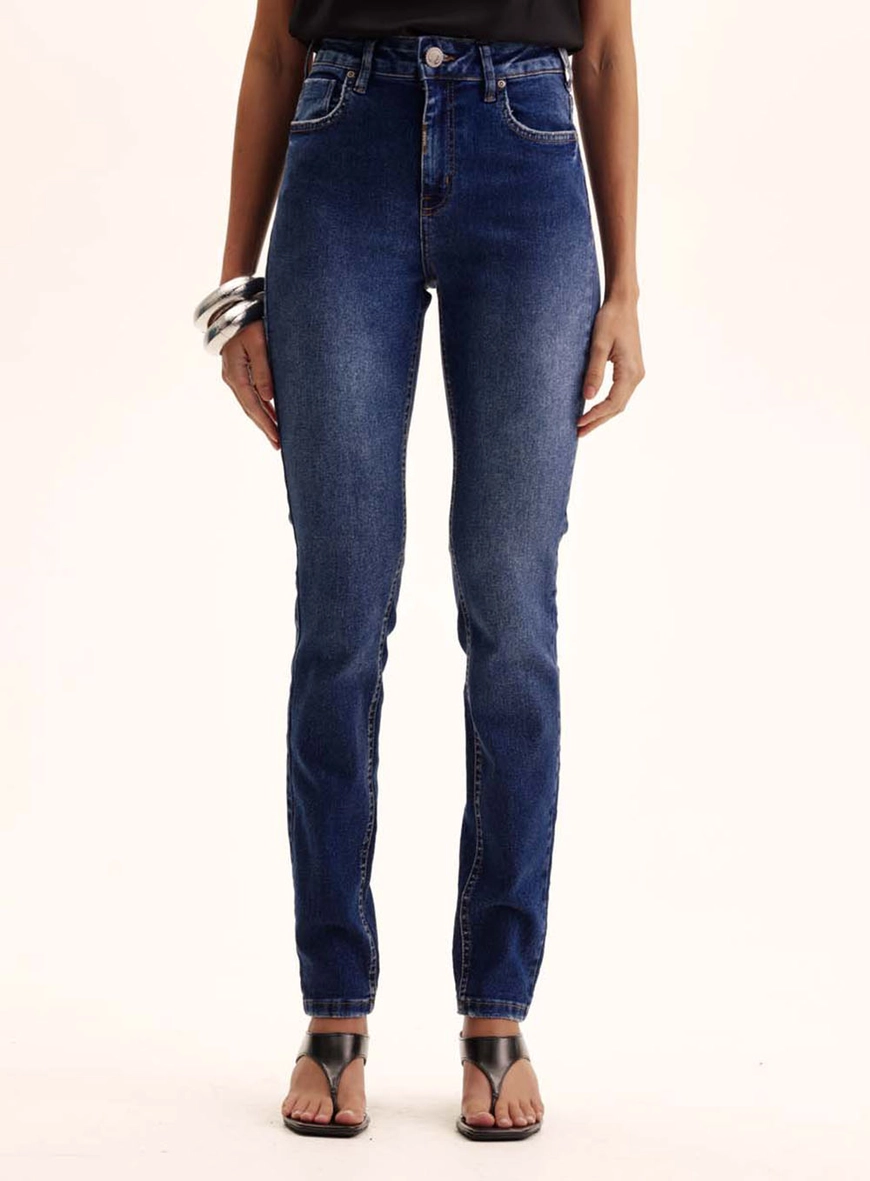 Calça Jeans Feminina Cós Alto - Michele Índigo 2