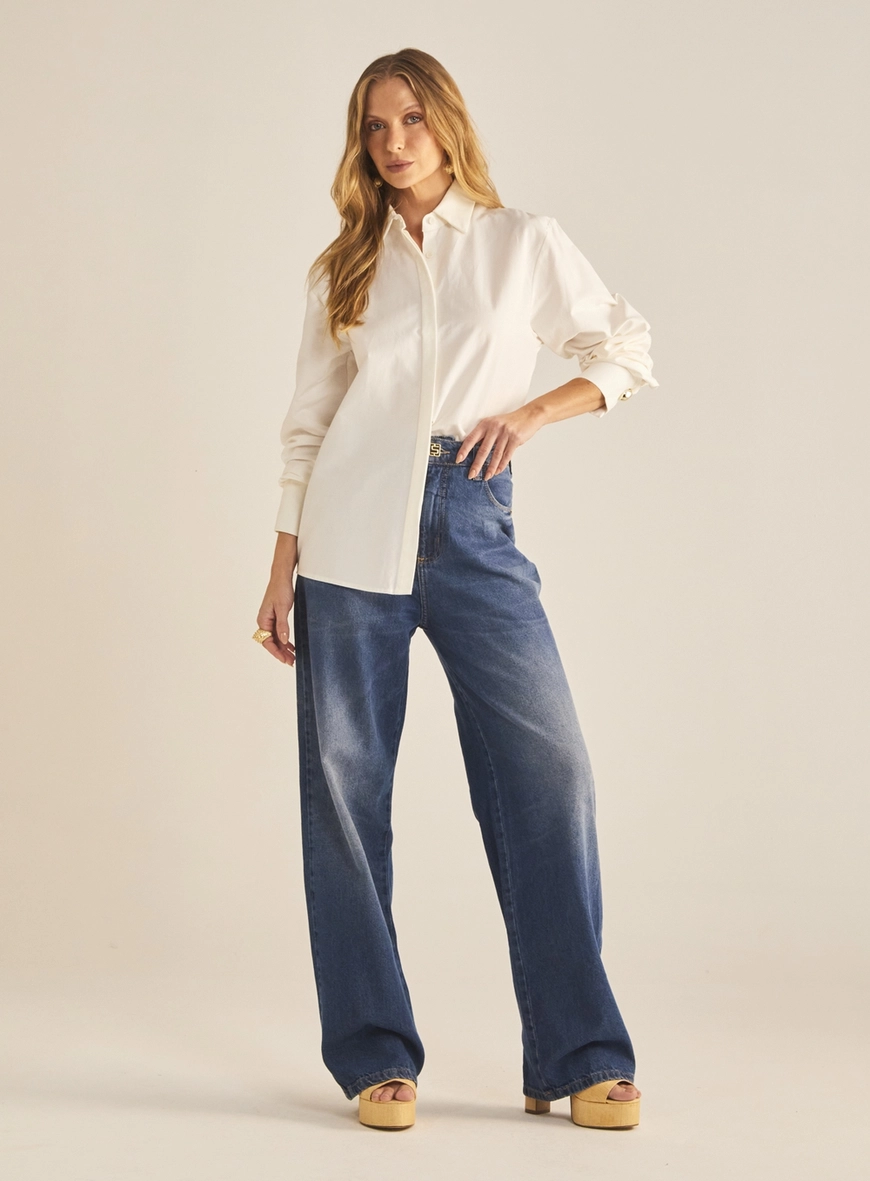 Camisa Feminina Over Alongada Off Shell 1