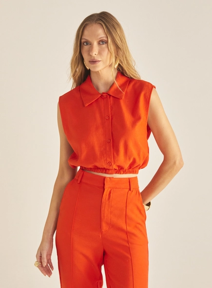 Camisa Feminina Comfort Linho Sem Mangas