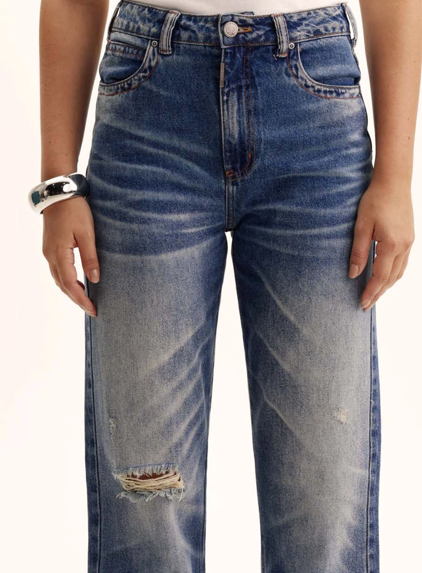Calça Jeans Feminina Com Rasgo - Laura Índigo 3