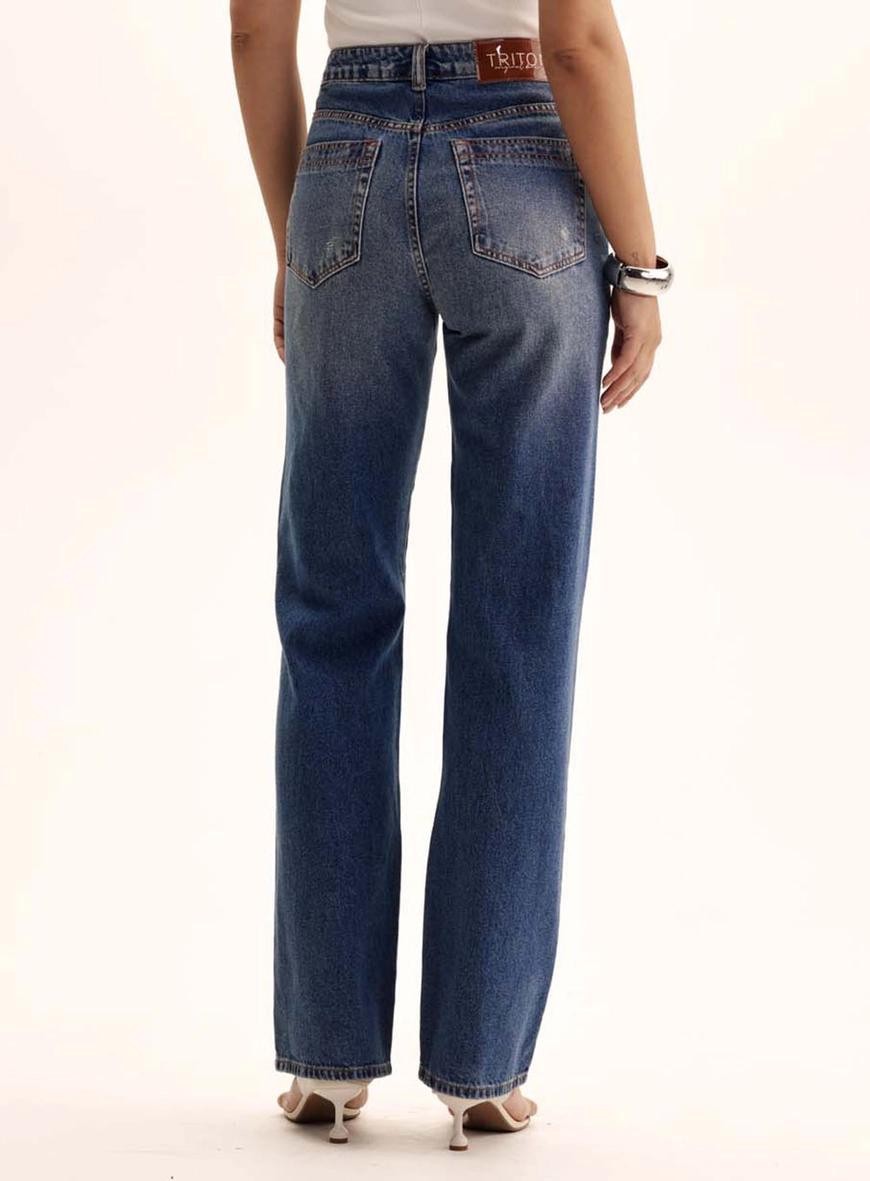 Calça Jeans Feminina Com Rasgo - Laura Índigo 4