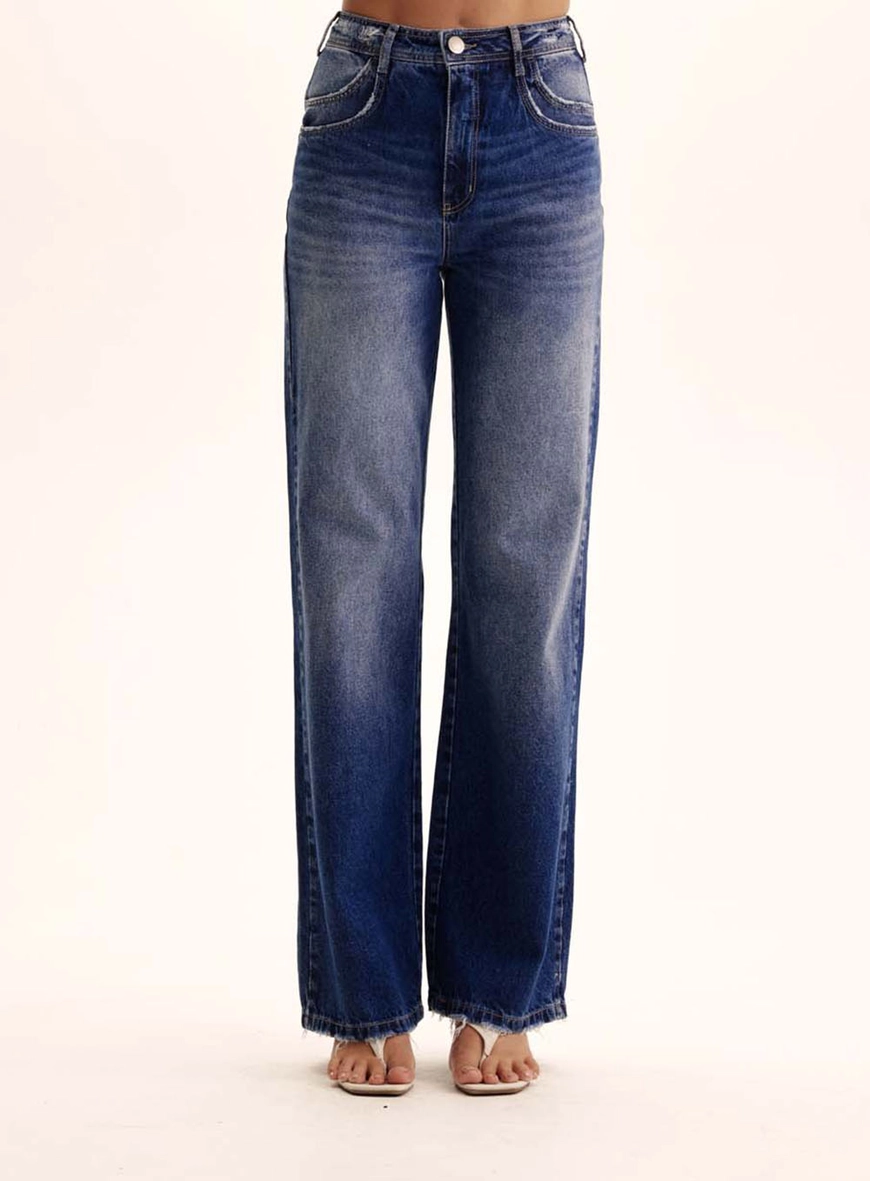 Calça Jeans Feminina Barra Desfiada - Loren Índigo 2