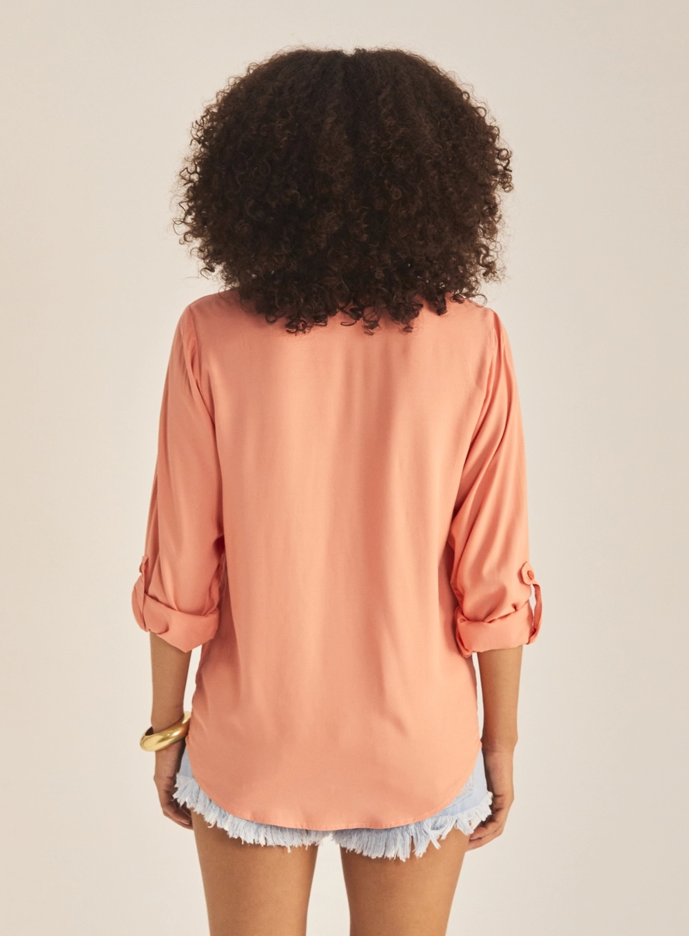 Camisa Feminina Comfort Manga Longa Laranja 4