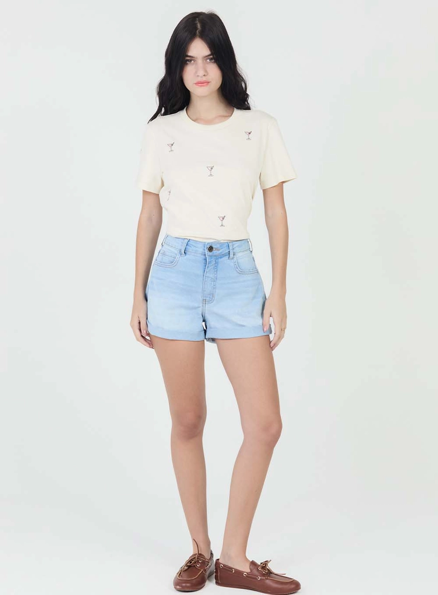 Short Jeans Slim Barra Dobrada Índigo 1