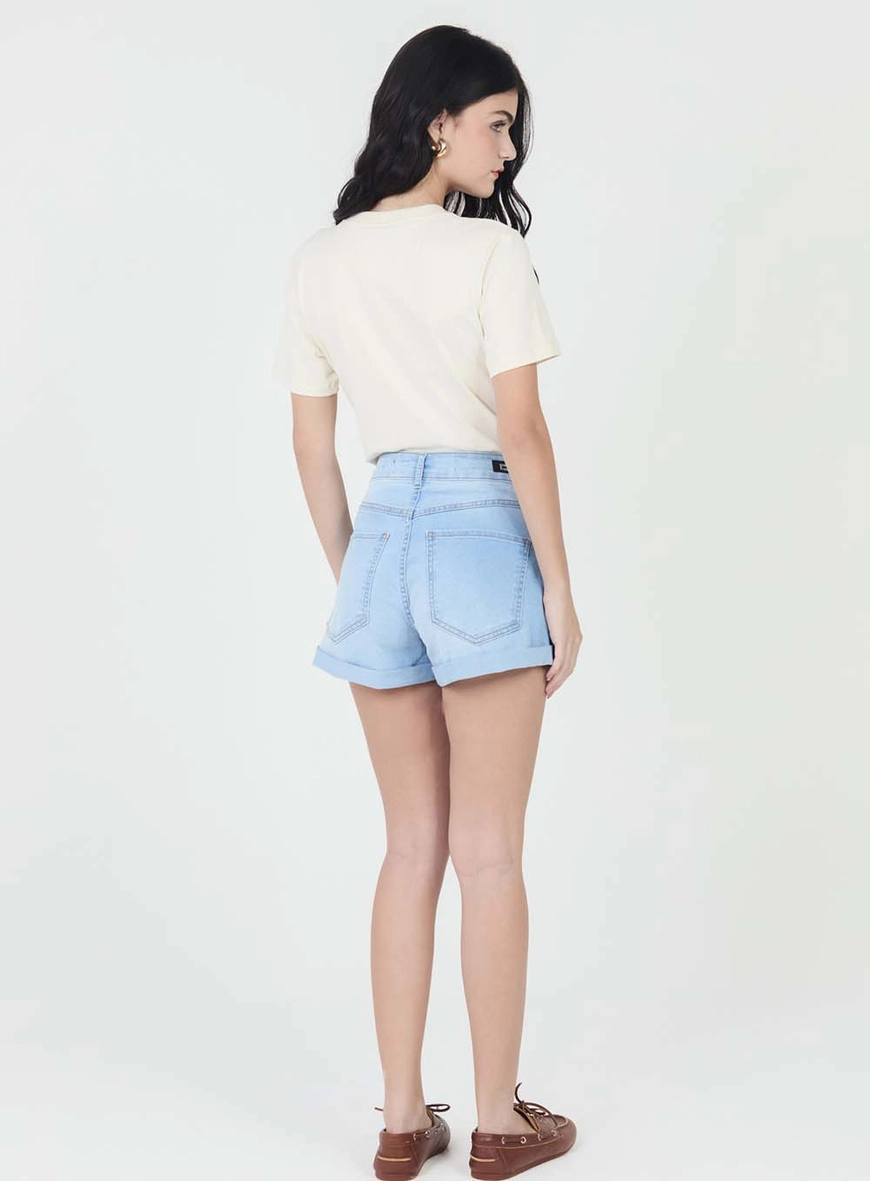 Short Jeans Slim Barra Dobrada Índigo 4