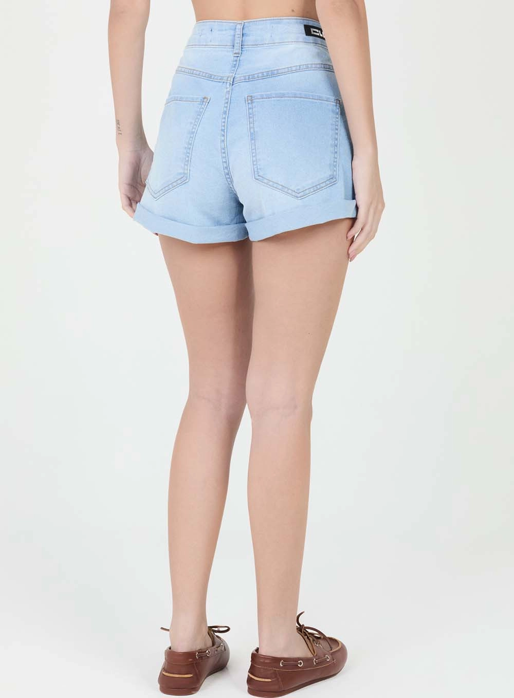 Short Jeans Slim Barra Dobrada Índigo 3