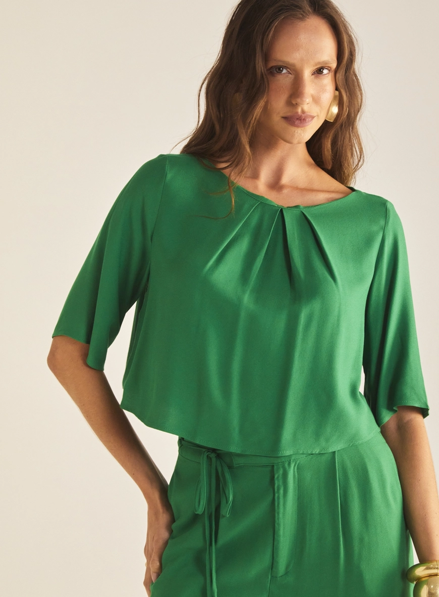 Camiseta Feminina Com Pregas Verde 3