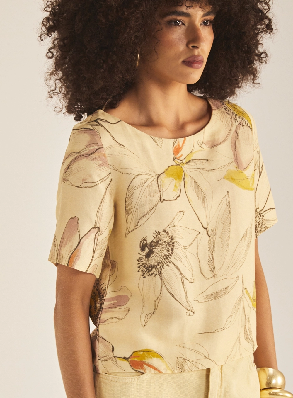 Camiseta Feminina Comfort Linho Estampado Estampados 3