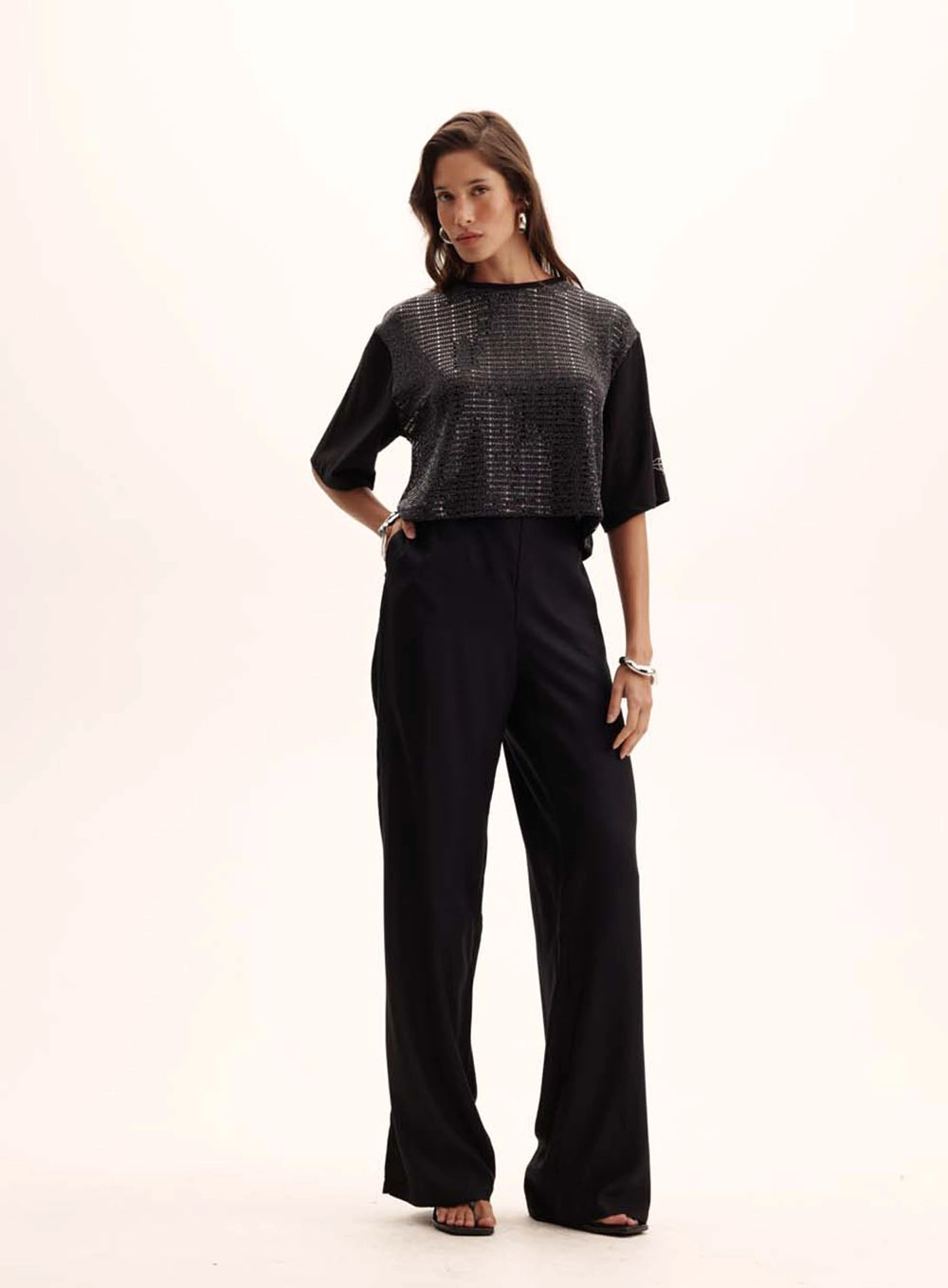 Calça Feminina Alfaiataria Reta Preto 1