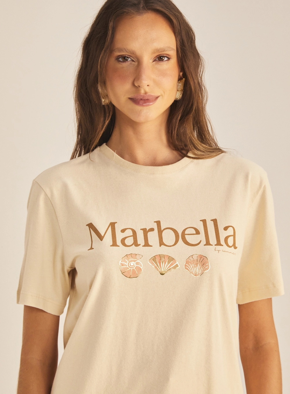 Camiseta Feminina Boyfriend Gola Redonda Bege 3