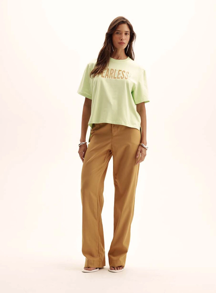 Calça Feminina Alfaiataria Comfort Pantalona Bege 1