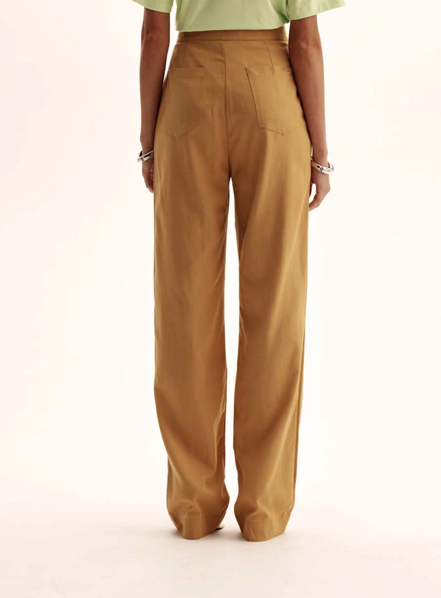 Calça Feminina Alfaiataria Comfort Pantalona Bege 3
