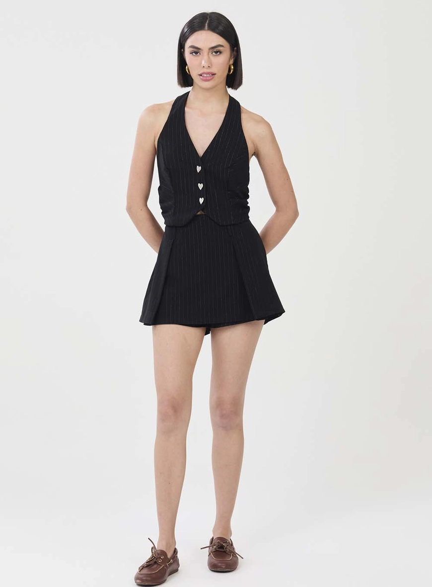 Short Saia Alfaiataria Listrado Fio Lurex Estampados 1
