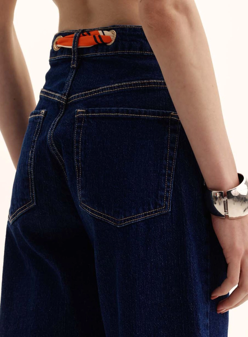 Calça Jeans Feminina Com Faixa - Laura Índigo 5