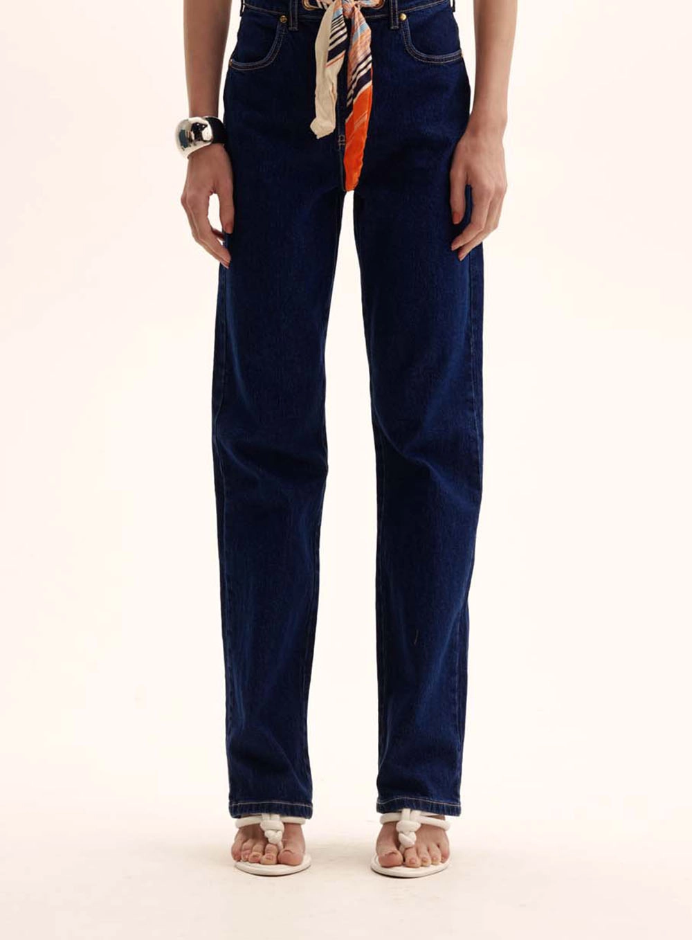 Calça Jeans Feminina Com Faixa - Laura Índigo 2