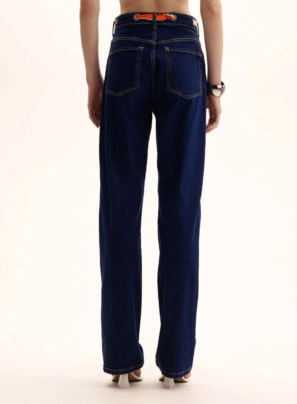 Calça Jeans Feminina Com Faixa - Laura Índigo 4