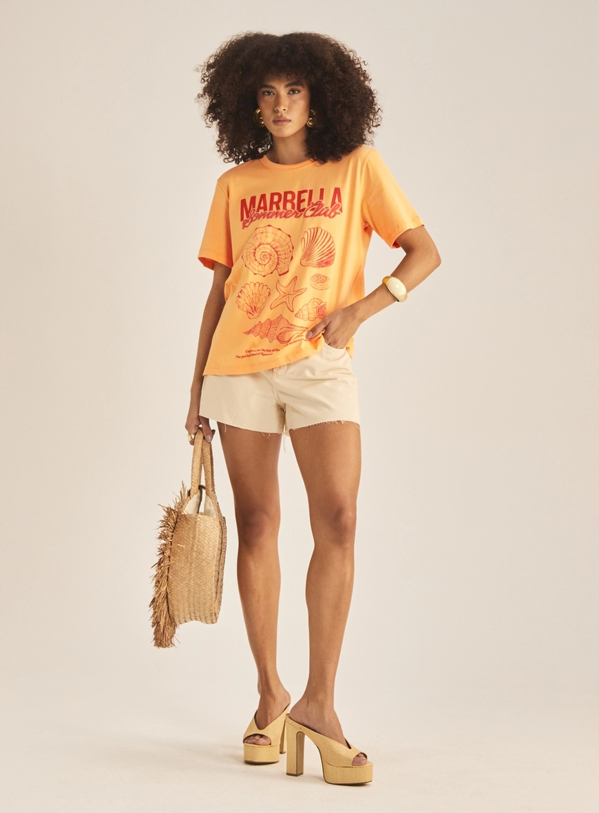 Camiseta Feminina Boy Estampada Laranja 1