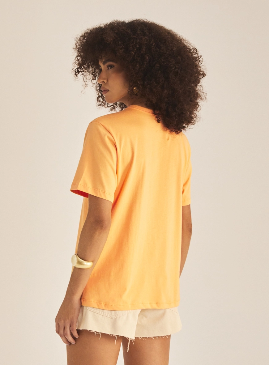 Camiseta Feminina Boy Estampada Laranja 4