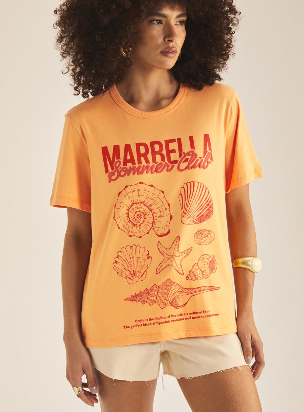 Camiseta Feminina Boy Estampada Laranja 3