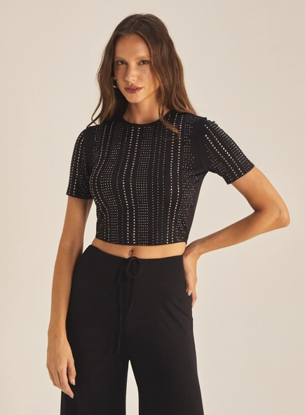 Camiseta Feminina Slim Com Aplicação