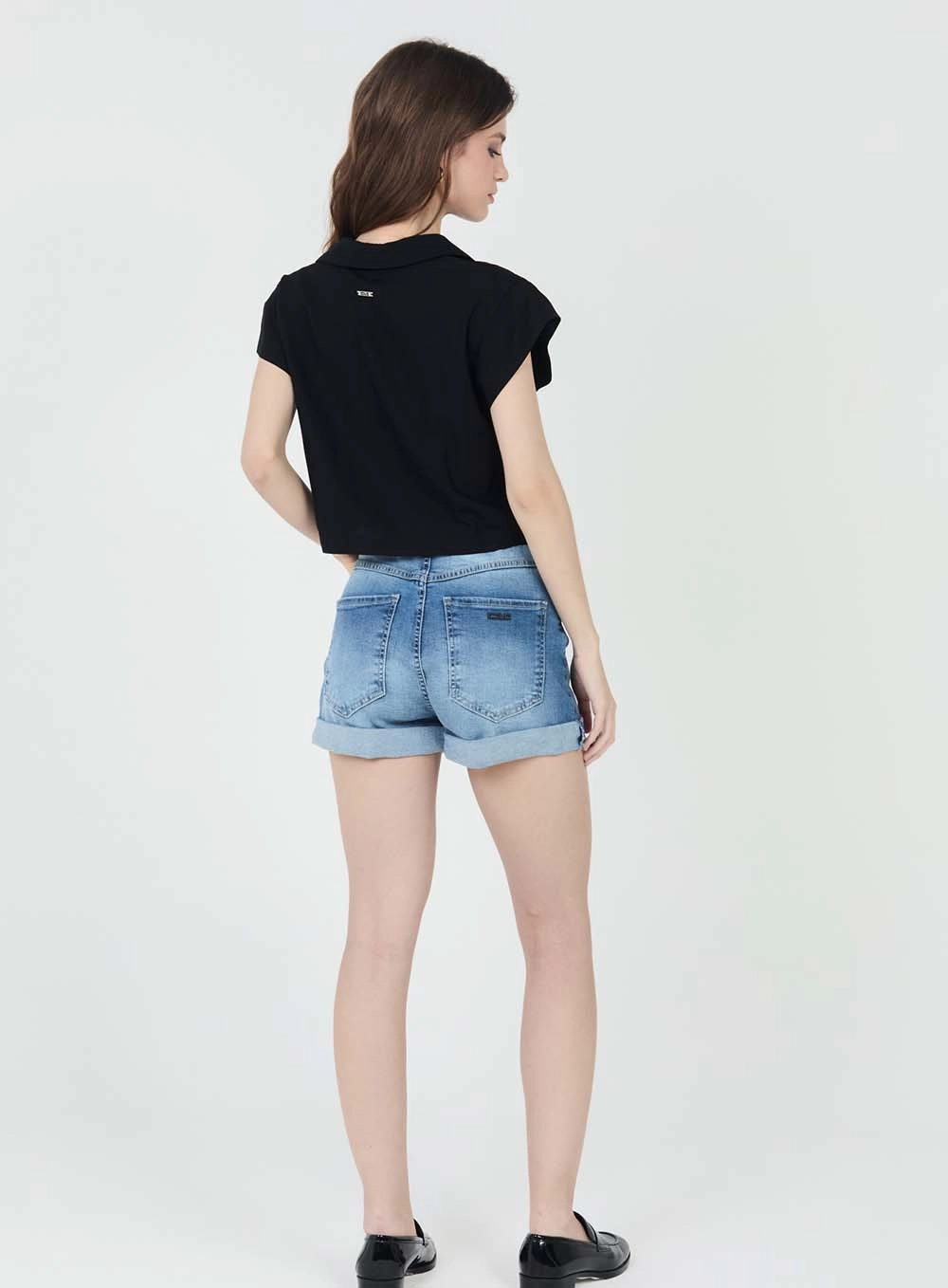 Short Jeans Mom Stretch Com Cinto Índigo 4