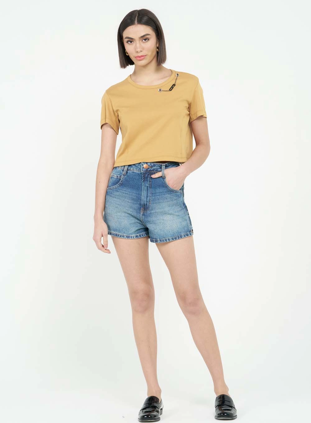 Short Jeans Trapeze Alta Índigo 1