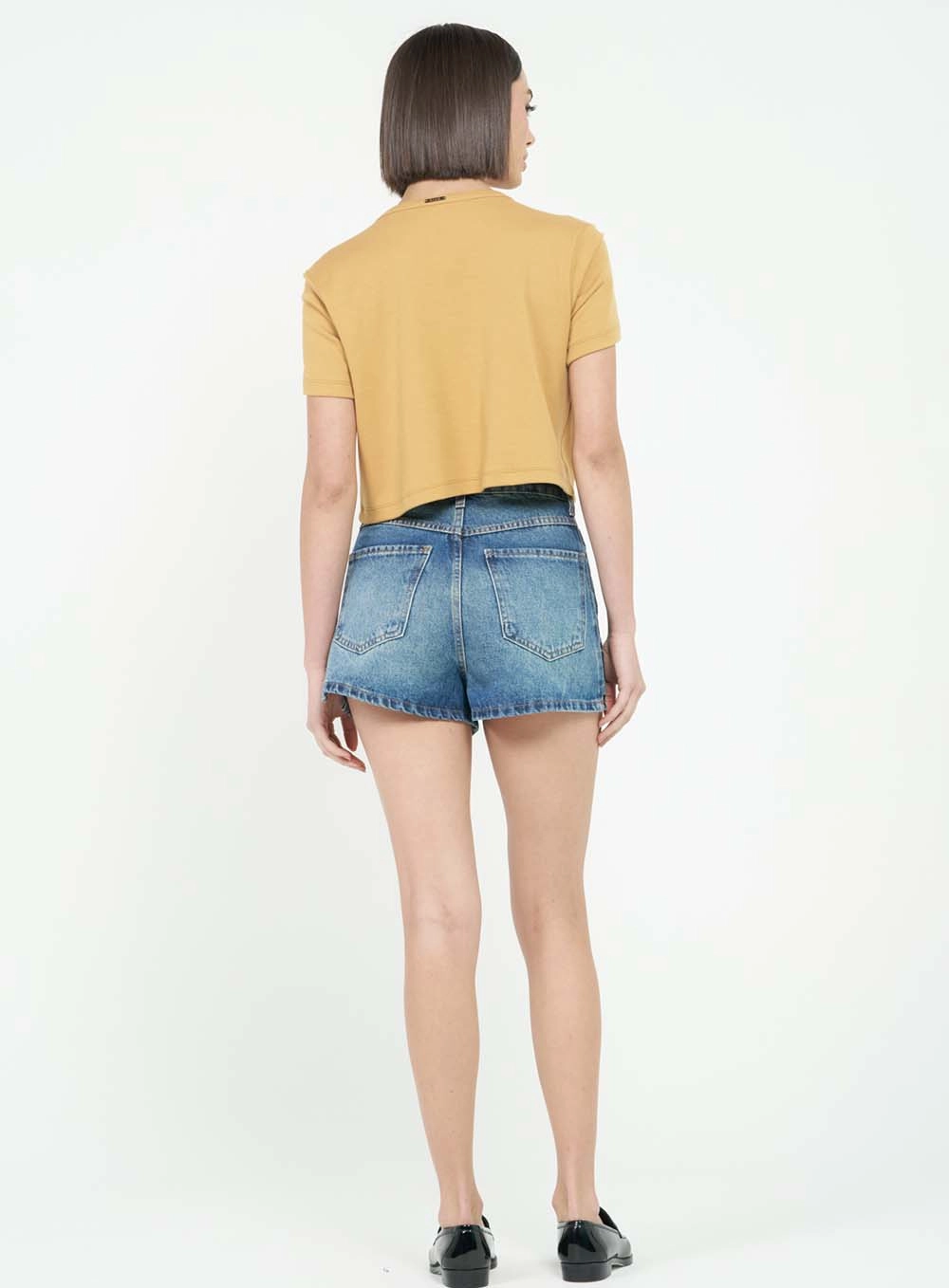 Short Jeans Trapeze Alta Índigo 4