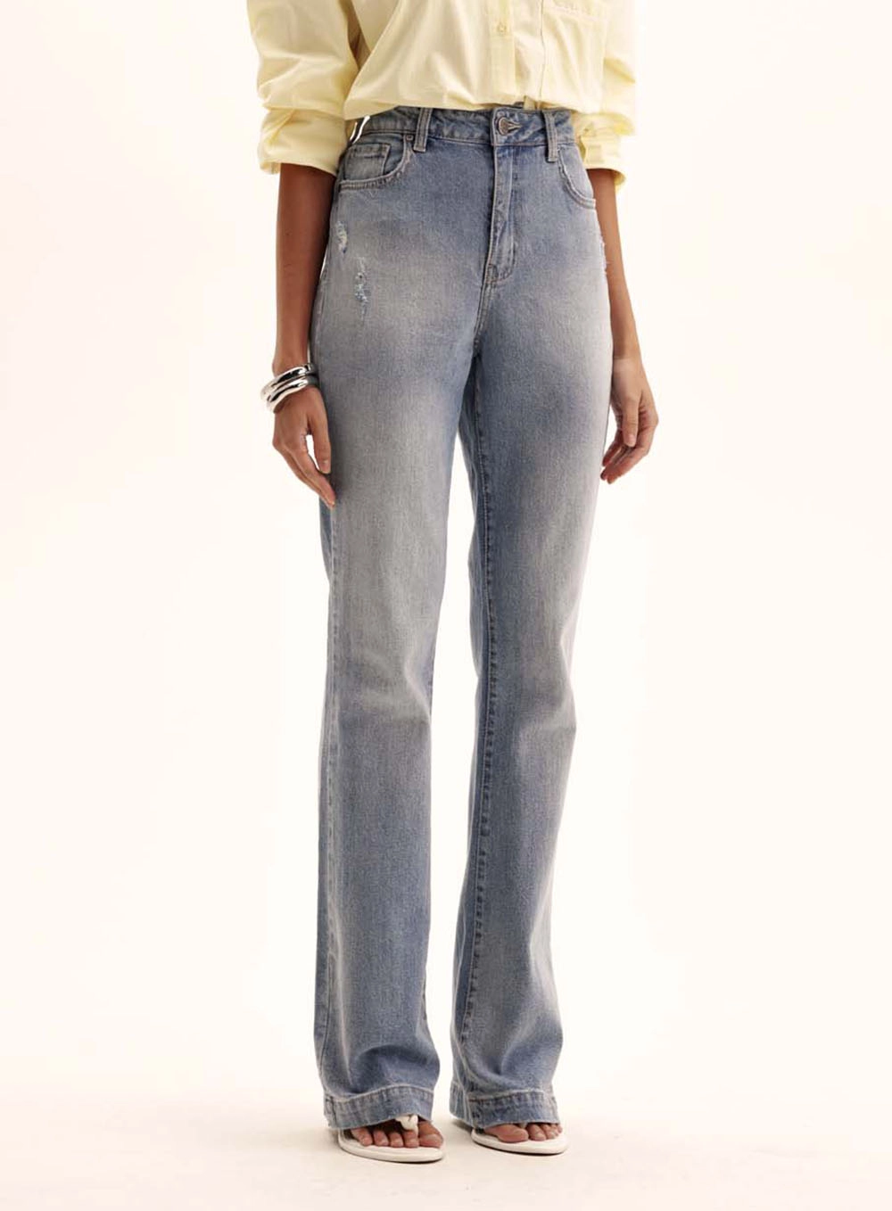 Calça Jeans Feminina Com Puídos - Camila Índigo 2