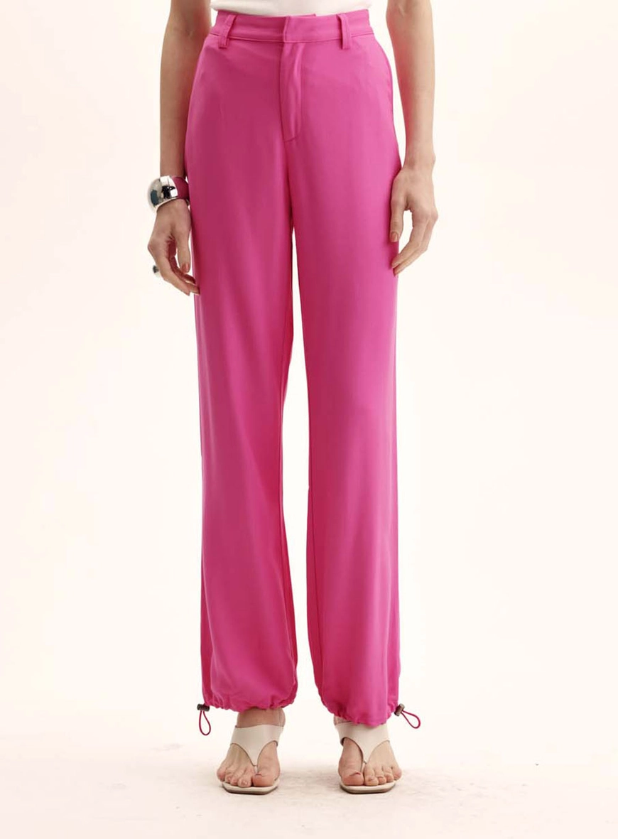 Calça Feminina Alfaiataria Jogger Barra Ajustável Rosa 2