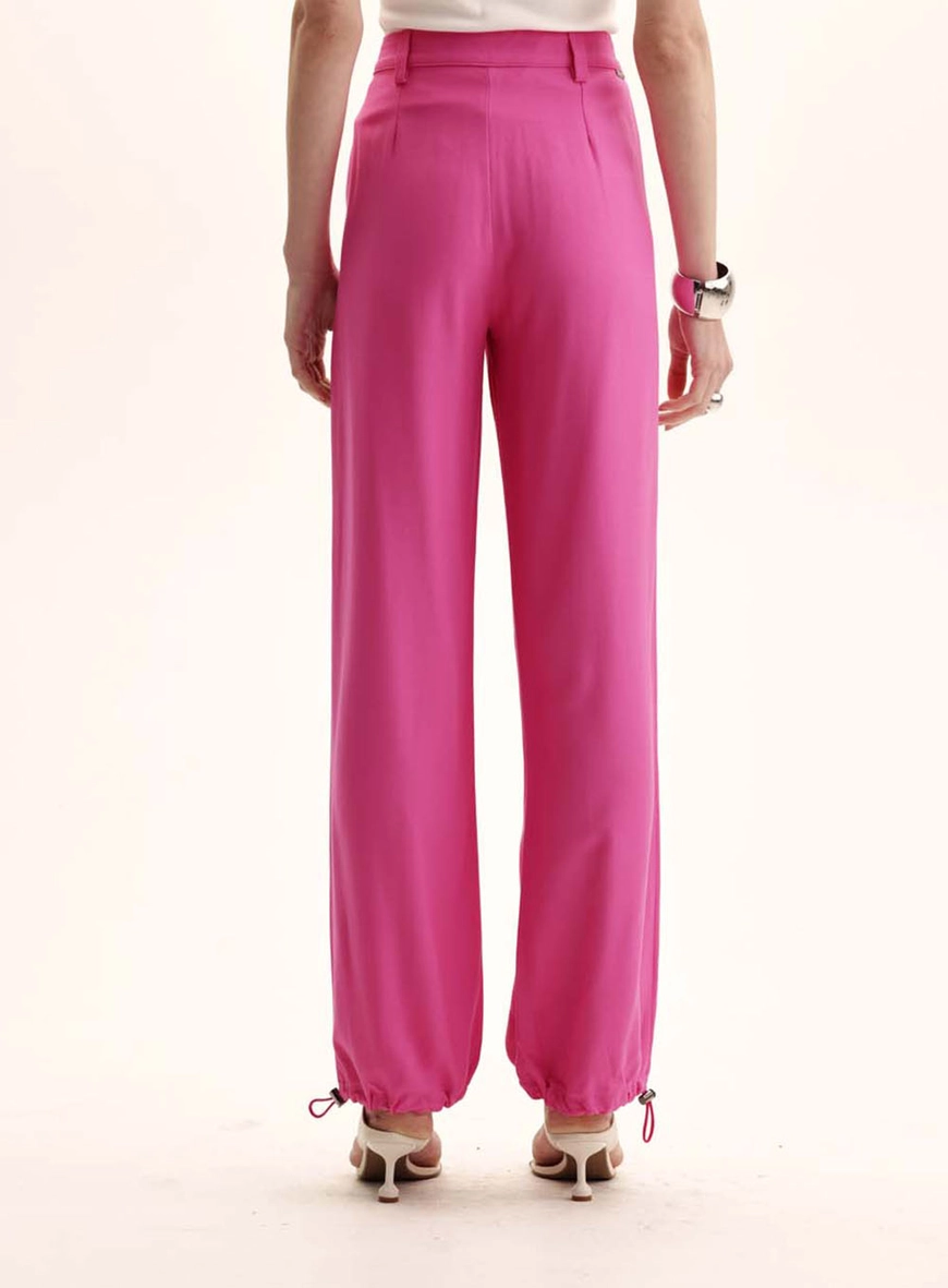 Calça Feminina Alfaiataria Jogger Barra Ajustável Rosa 3