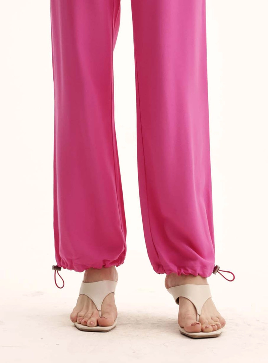 Calça Feminina Alfaiataria Jogger Barra Ajustável Rosa 4