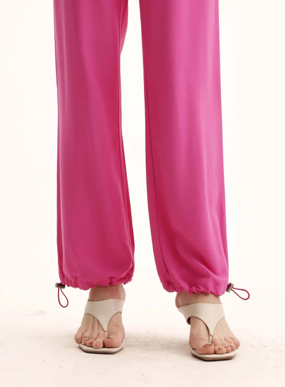 Calça Feminina Alfaiataria Jogger Barra Ajustável Rosa 4
