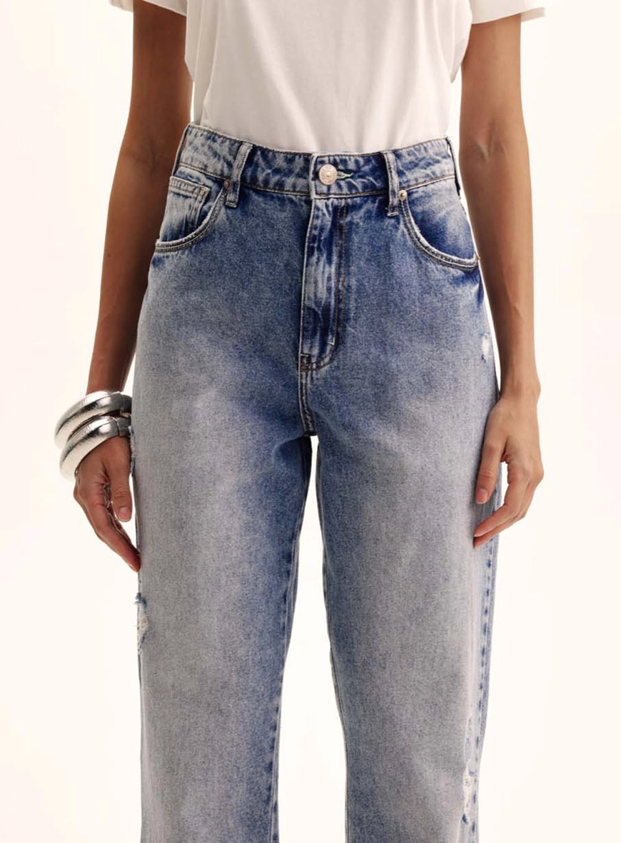 Calça Jeans Feminina Barra Desfiada - Ayla Índigo 3