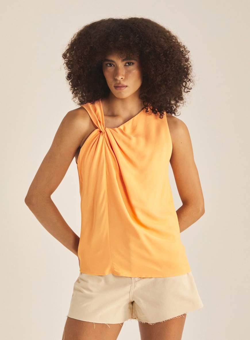 Blusa Feminina Comfort Com Torção Laranja 2