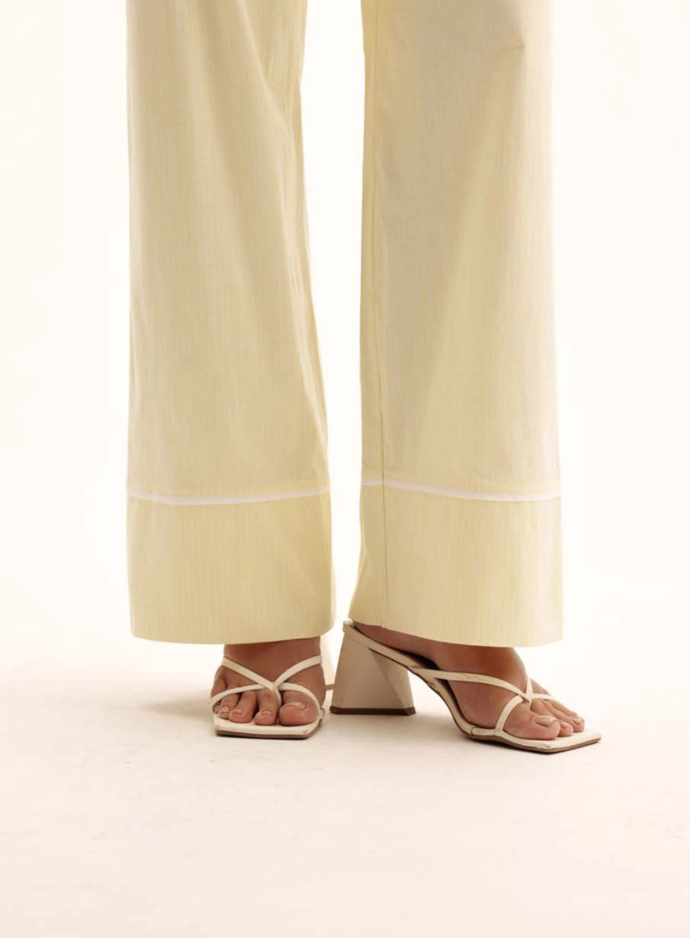 Calça Feminina Comfort Listrada Cós Com Elástico Amarelo 3