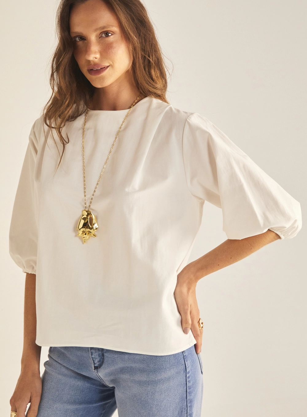 Blusa Feminina Comfort Manga Bufante Off Shell 3