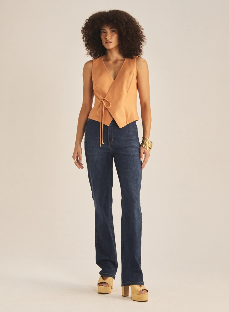 Blusa Feminina Comfort Sarja Com Amarração Bege 1