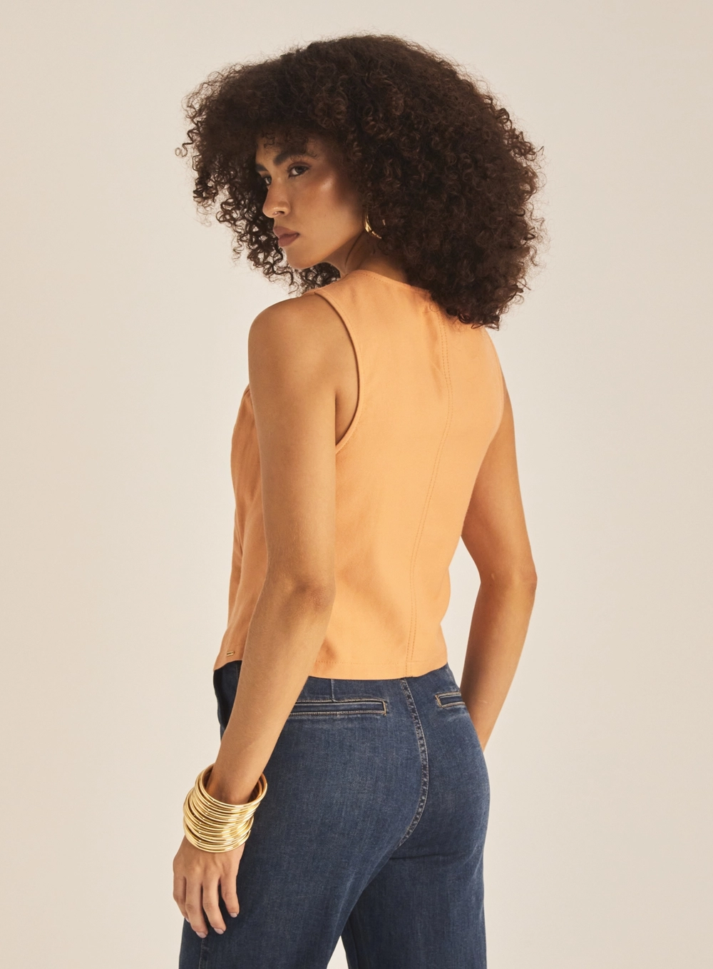 Blusa Feminina Comfort Sarja Com Amarração Bege 4