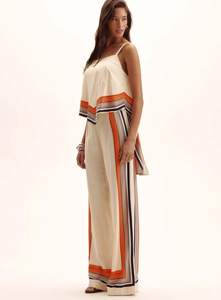 Calça Feminina Reta Scarf Stripe