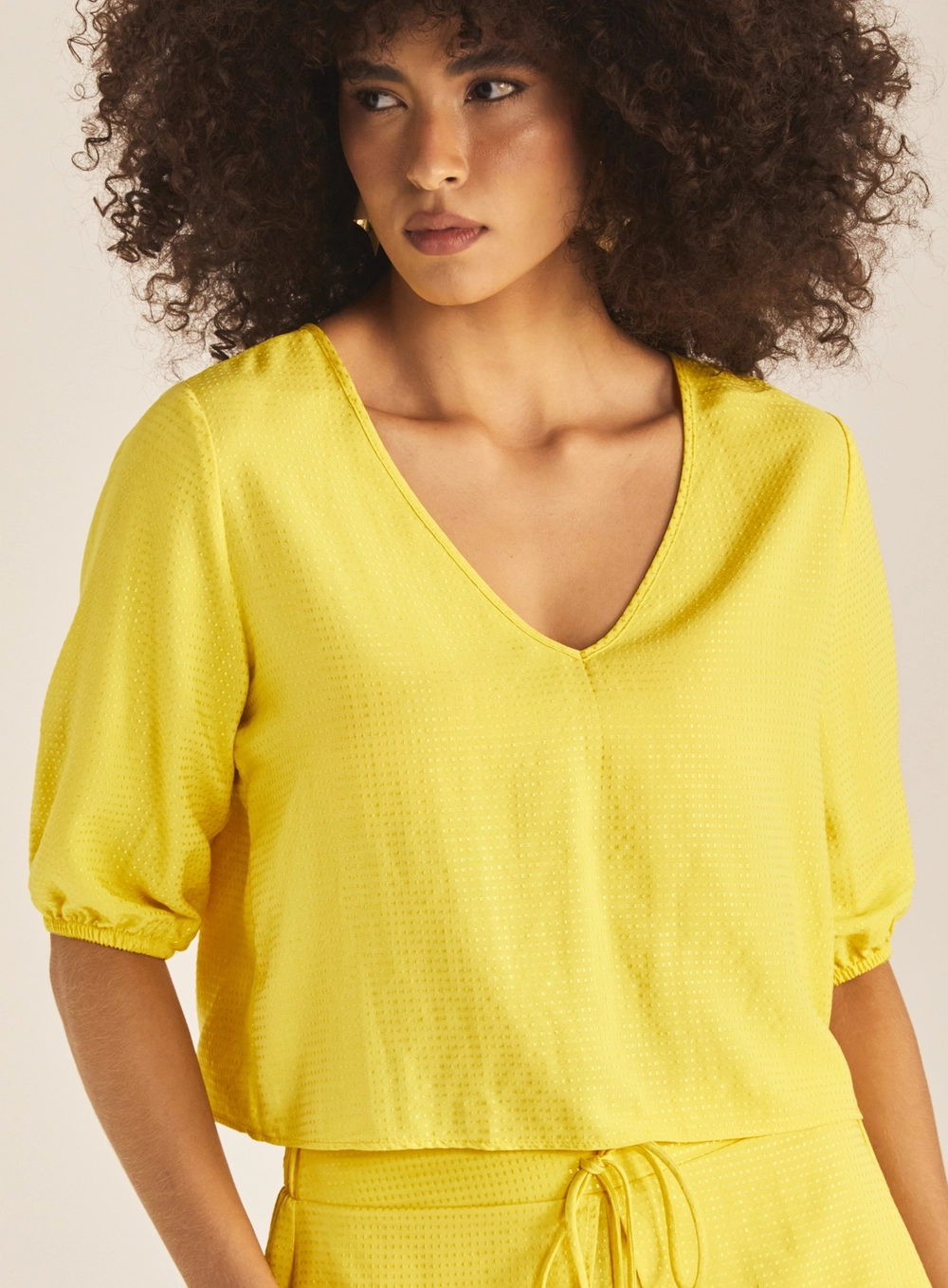 Blusa Feminina Comfort Manga Bufante Amarelo 3