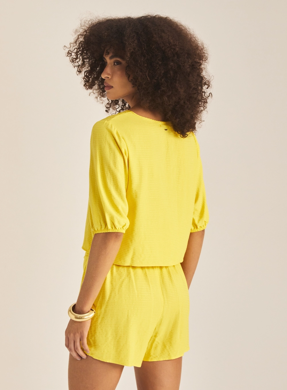 Blusa Feminina Comfort Manga Bufante Amarelo 4