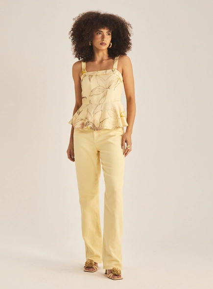 Blusa Feminina Slim Godê Linho Estampado