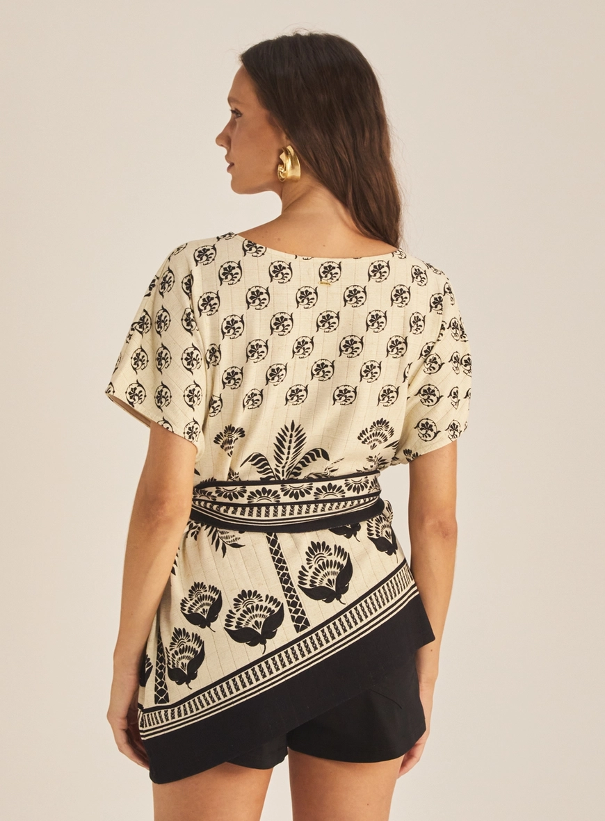 Blusa Feminina Over Com Faixa Estampa Estampados 3