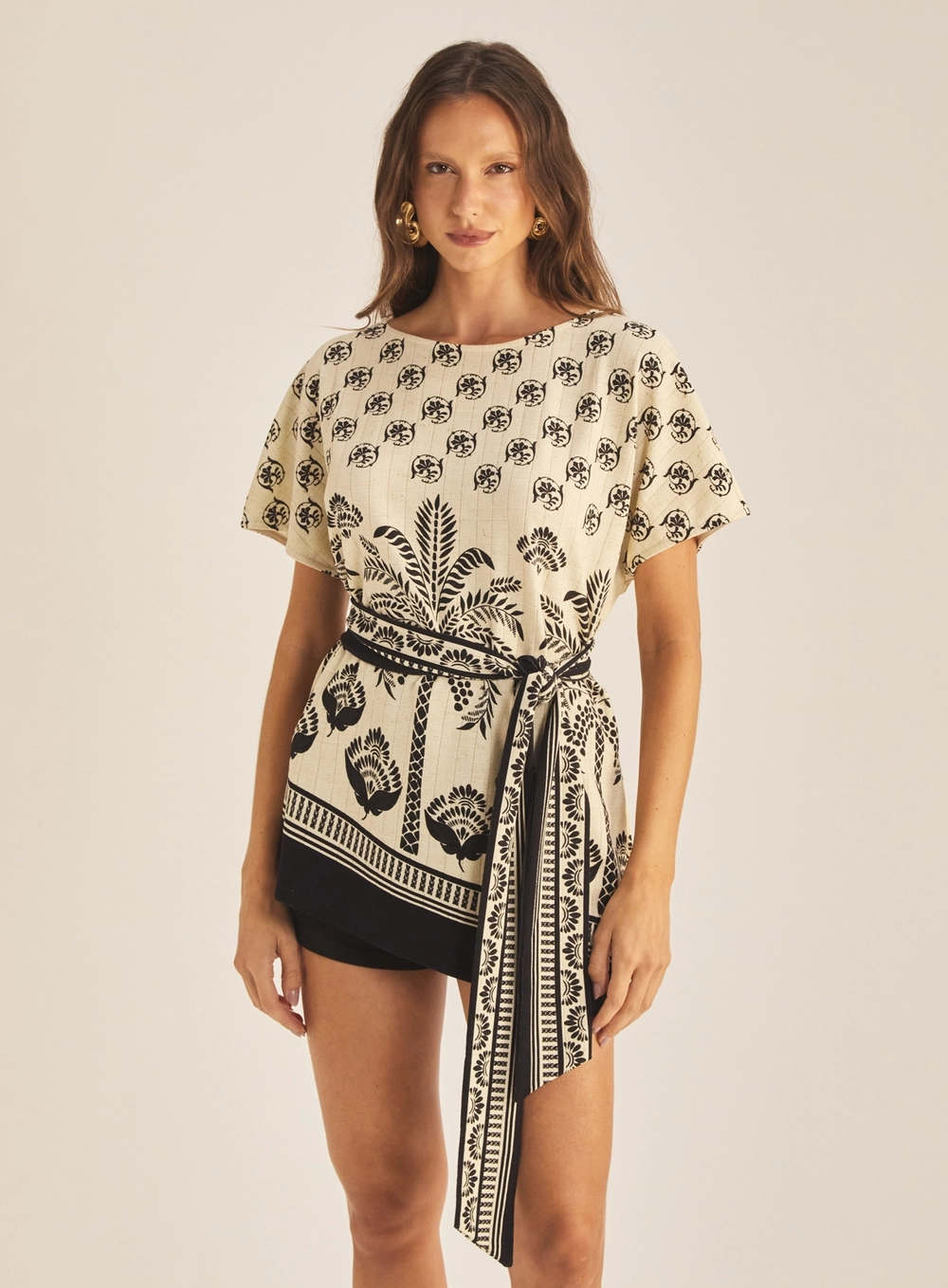 Blusa Feminina Over Com Faixa Estampa Estampados 2