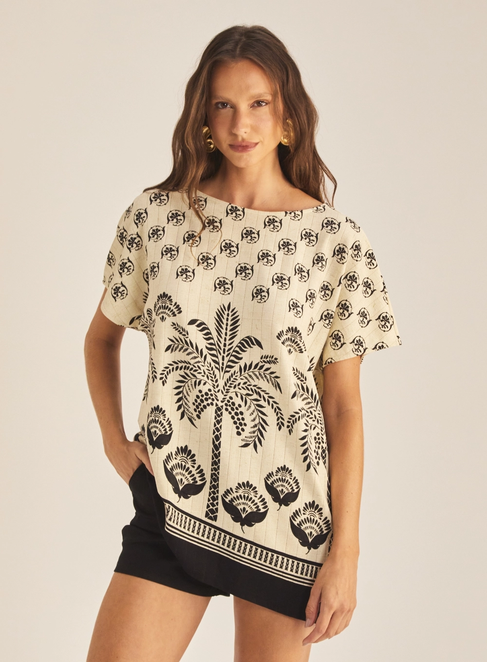 Blusa Feminina Over Com Faixa Estampa Estampados 4