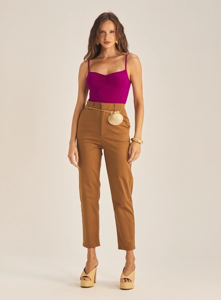 Blusa Feminina Slim Drapeado No Decote