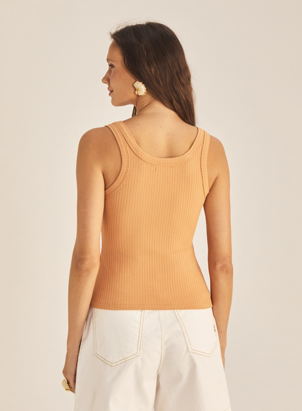 Regata Feminina Slim Com Logo Bege 4