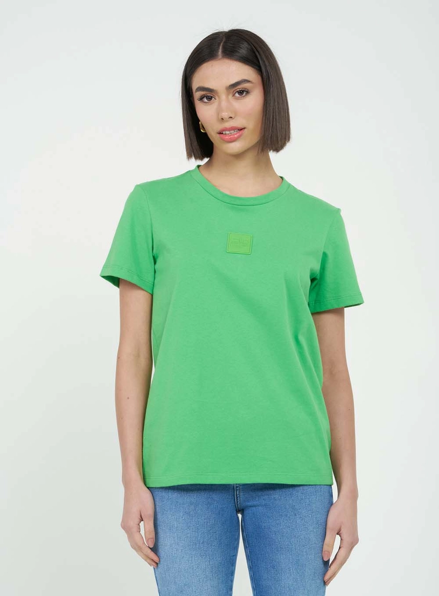 Camiseta Regular Com Etiqueta Frontal Verde 2